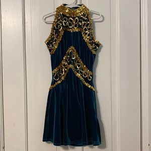 Green velvet dance dress